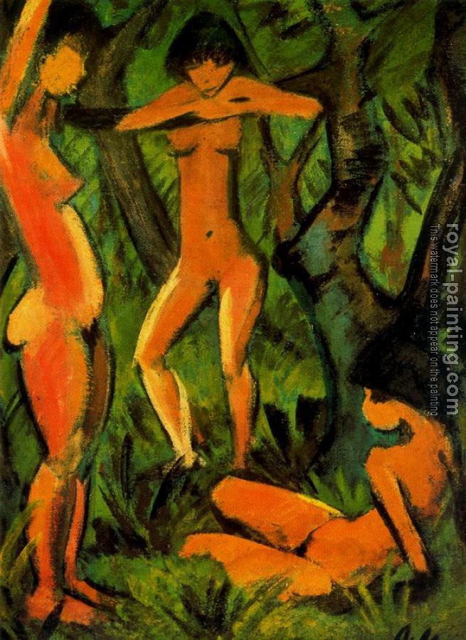 Otto Mueller : Three women in the forest